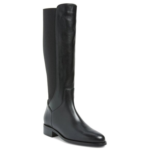 $700 AQUATALIA Neda Tall Weatherproof Boot BLACK LEATHER RIDING ZIP 10 (MG11.5) - Picture 1 of 8